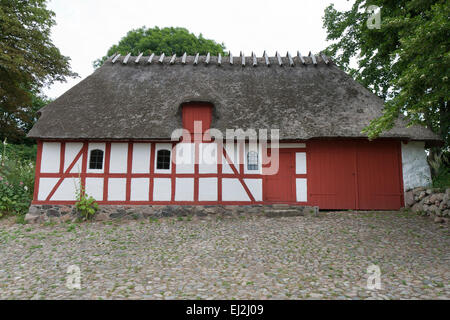 Half-timbered house at the old water mill at Kaleko near Faaborg, Denmark Stock Photo