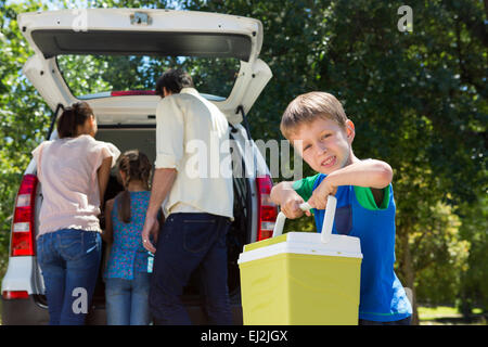 Happy family getting ready for road trip Stock Photo