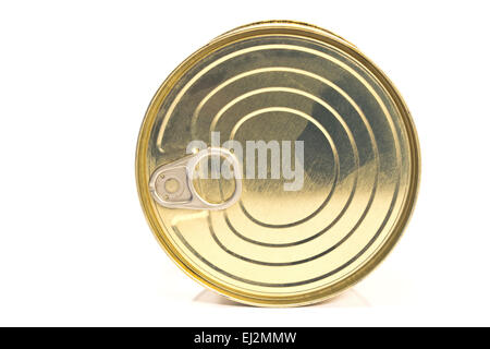 Closed tin can  on white Stock Photo