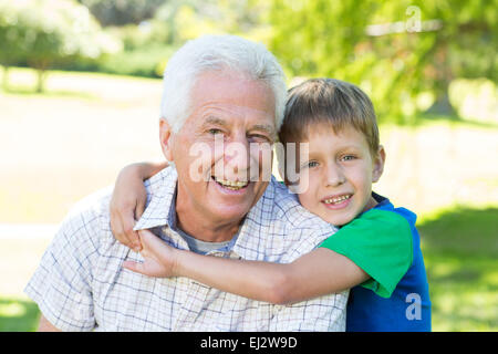 Happy grandfather with his grandson Stock Photo