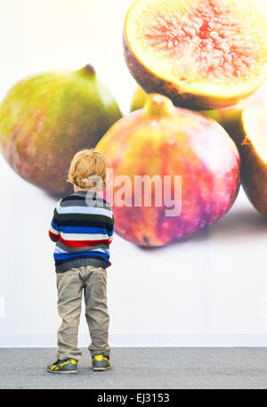 a little boy in a color sweater Stock Photo
