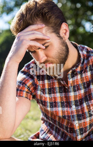 Handsome hipster feeling sad Stock Photo