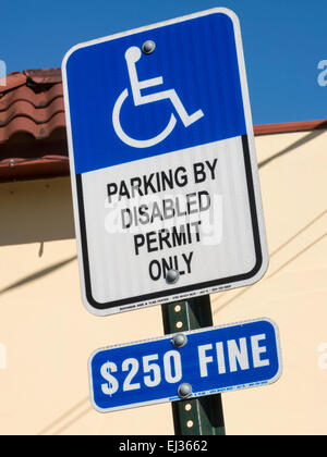 Disabled Permit Parking Only Sign, St. Augustine, Florida Stock Photo