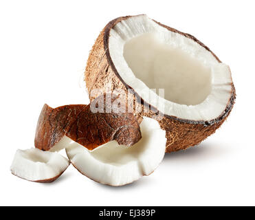 half of coconut isolated on white background. Stock Photo