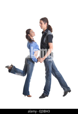 Dancing couple isolated over white background Stock Photo