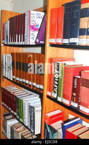 FORT-DE-FRANCE, MARTINIQUE - DECEMBER 16, 2014: Detail of bookshelf in the Schoelcher library Stock Photo