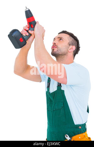 Handyman using power drill Stock Photo