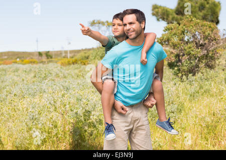 Father and son in the countryside Stock Photo