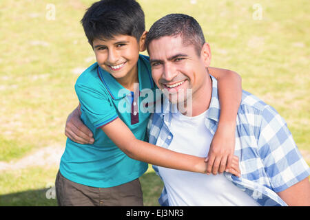 Father and son in the countryside Stock Photo