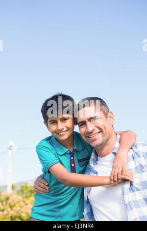 Father and son in the countryside Stock Photo