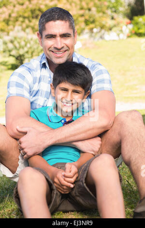 Father and son in the countryside Stock Photo