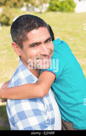 Father and son in the countryside Stock Photo