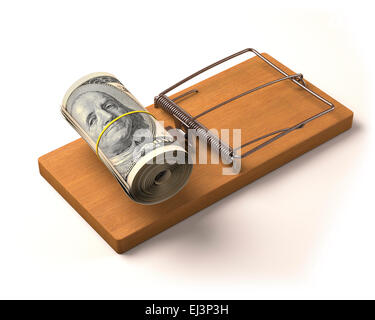 Mouse trap with bank notes, illustration Stock Photo