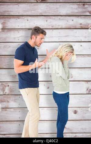 Composite image of young couple having an argument Stock Photo