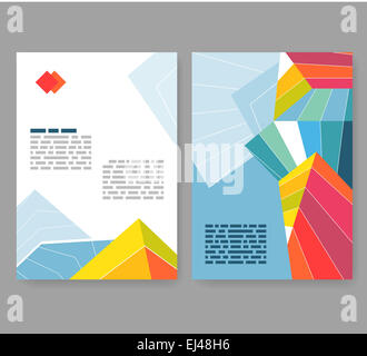 Flyer, leaflet, booklet layout. Editable design template. A4 2-fold brochure with abstract elements, infographics Stock Photo