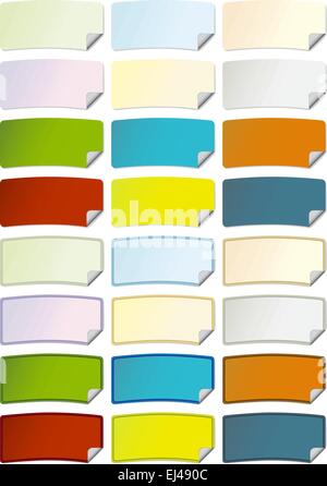 A series of colorful curved tags with a folded corner, in vector format Stock Vector
