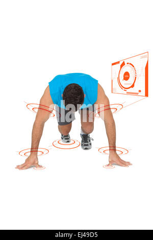 Composite image of determined young man doing push ups Stock Photo