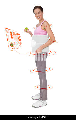 https://l450v.alamy.com/450v/ej49e5/composite-image-of-young-woman-with-weight-scale-and-apple-ej49e5.jpg