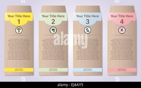 Four numbered craft paper envelopes for infographics Stock Vector