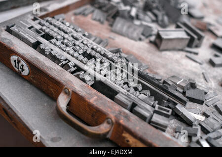 Letterpress type characters of letter - typography Stock Photo