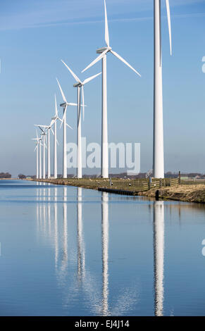Wind turbines, wind farm on 'Nordhollandsch Kanaal' Stock Photo