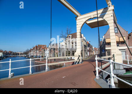 Historic old town of Alkmaar, North Holland, Netherlands, typical canal houses, Stock Photo