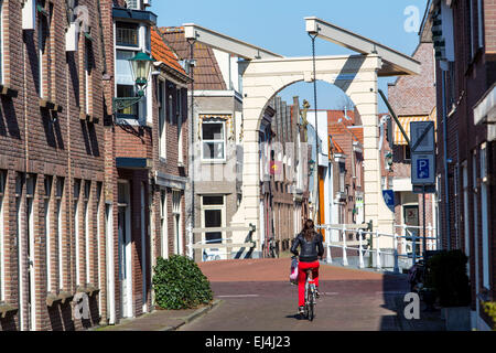 Historic old town of Alkmaar, North Holland, Netherlands, typical canal houses, Stock Photo