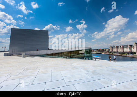 Skyline of Oslo from the opera house. Norway Stock Photo