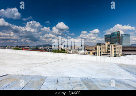 Skyline of Oslo from the opera house. Norway Stock Photo