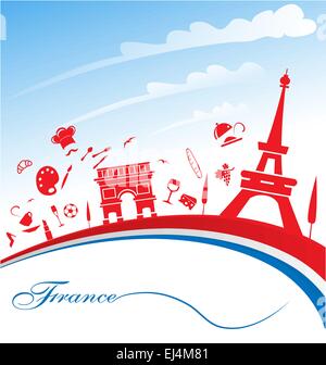 france background with flag and symbol Stock Vector