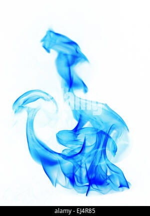 blue Fire flames on white background Stock Photo