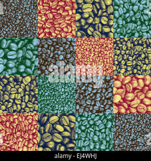 Coffee bean checkers tiled pattern Stock Photo