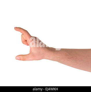showing small size - hand gesture isolated on white background Stock ...