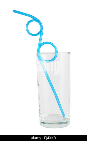 Tall empty glass with a straw Stock Photo