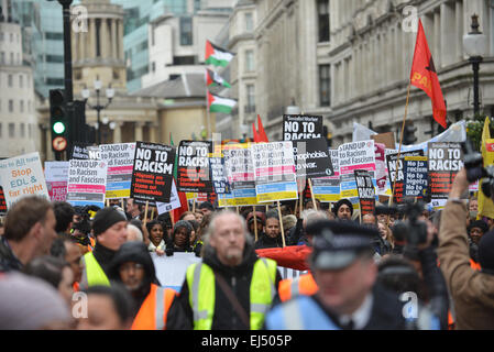 Regent Street, London, UK. 21st March 2015. A large anti racsim and anti fascist march takes place through central London. Credit:  Matthew Chattle/Alamy Live News Stock Photo