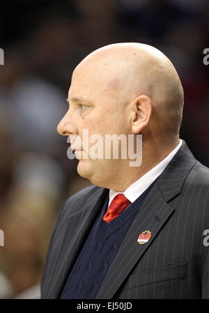 March 19, 2015: Eastern Washington Eagles head coach Jim Hayward during the 2nd round of the 2015 NCAA Men's Basketball Championships at the Moda Center, Portland OR Stock Photo