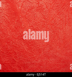 Artificial red leather material fragment Stock Photo