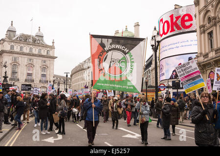 London, 21st March 2015 Anti-racism protesters march through London as they call for an end to racism and fascism in the UK. Credit:  Patricia Phillips/Alamy Live News Stock Photo