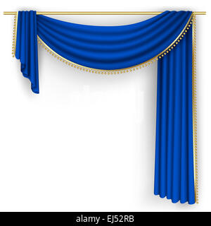 Blue curtain on the white background. Mesh. Stock Photo