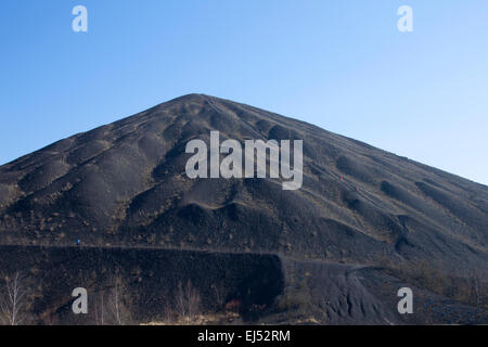 The 11/19 pit and twin slag heaps in Lens (France) or residues left over from the coal extraction process. Stock Photo