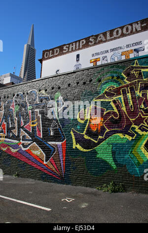 Street art in the Financial District of San Francisco, in the United States. Stock Photo