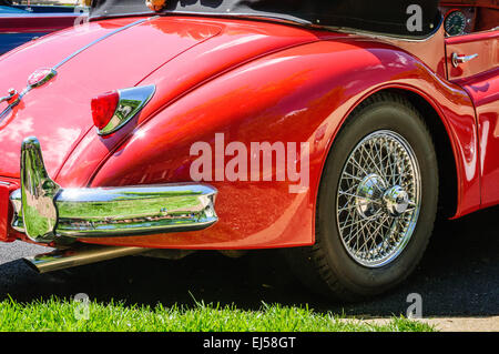 1957 Jaguar XK140, Antique Car Show, Armstrong Street, Old Town Fairfax, Virginia Stock Photo