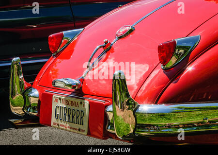 1957 Jaguar XK140, Antique Car Show, Armstrong Street, Old Town Fairfax, Virginia Stock Photo