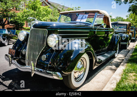 1936 Ford Delux Roadster, Antique Car Show, Armstrong Street, Old Town Fairfax, Virginia Stock Photo