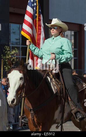 Cowboys and girls, 115th Golden Dragon Parade, Chinese New Year, 2014, Year of the Horse, Los Angeles, California, USA Stock Photo