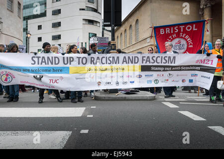 March 21, 2015 - Demonstrations where organised by more than 12 groups including: Stand Up To Racism, Unite Against Fascism, The Muslim Council of Britain and Stop the War. Parallel marches where also held across Europe and around the world.Demonstrations where organised by more than 12 groups including: Stand Up To Racism, Unite Against Fascism, The Muslim Council of Britain and Stop the War. Parallel marches where also held across Europe and around the world. © Velar Grant/ZUMA Wire/ZUMAPRESS.com/Alamy Live News Stock Photo