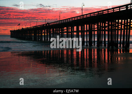 Ventura Pier at sunset, Ventura, California, USA Stock Photo