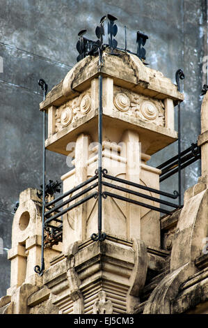 Colonial architecture detail, Calle Oliva, Central Asuncion, Paraguay Stock Photo