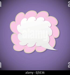 Retro speech bubble on violet background, vector illustration Stock Vector