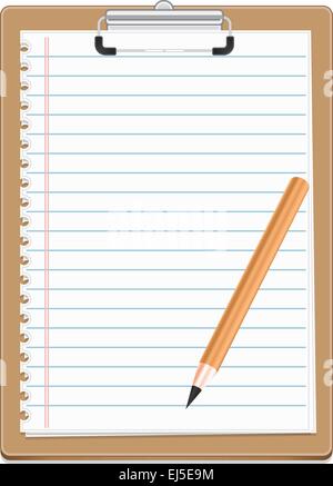 Clipboard with blank paper and pencil, vector illustration Stock Vector
